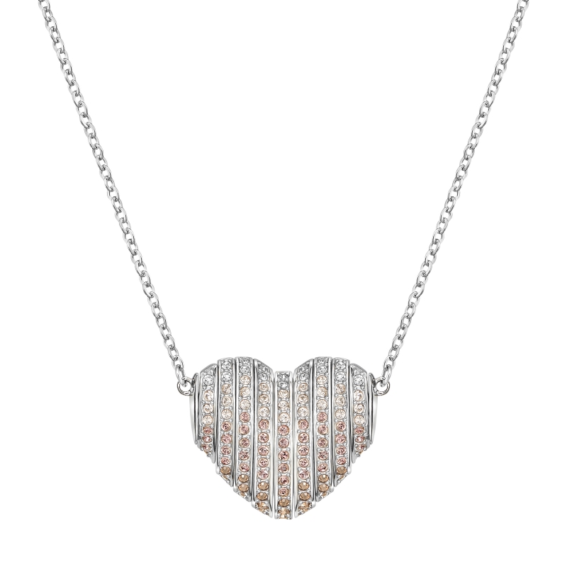 Heart pendant. Ожерелье с розовым сердечком. Колье Swarovski сердце.